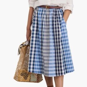 Alex Mill Madras Plaid A-Line Skirt in Black Multi XS